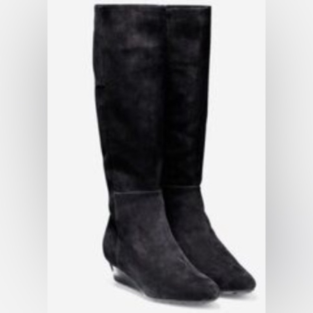 NWOT COLE HAAN TALI SUEDE BLACK BOOTS, Size 8